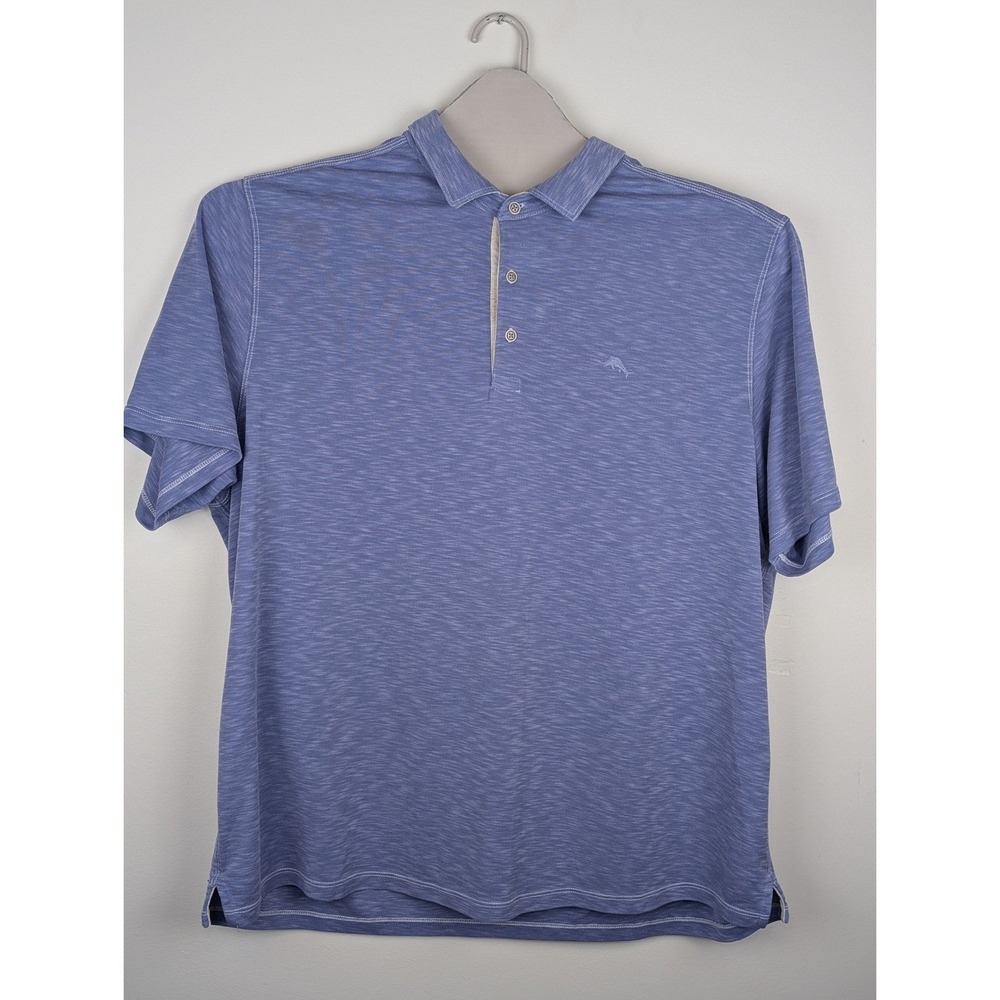 Tommy Bahama Mens Blue Heathered Polo Shirt Short Sleeve Tencel Modal Big 2XLB - Picture 3 of 9